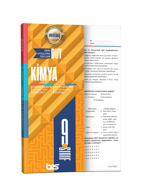 BES DUT 09.SINIF UYGULAMA TESTİ KİMYA - 2026-27